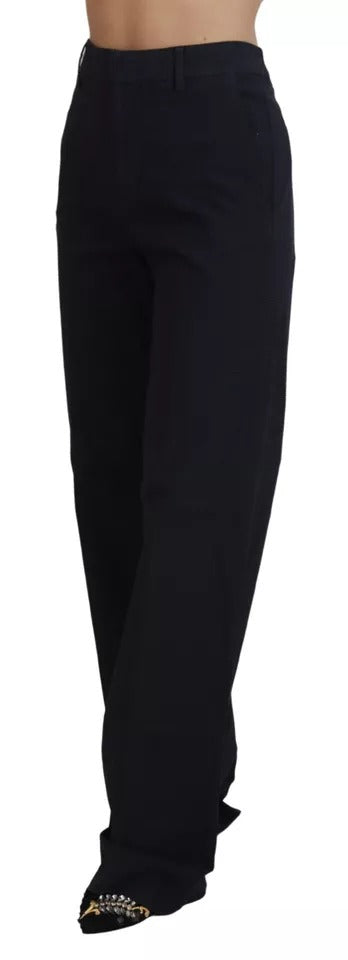 Pantalon droit à carreaux noirs taille haute Dsquared²