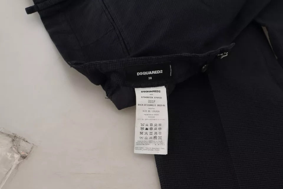 Dsquared² Zwarte geruite broek met hoge taille en rechte pijpen