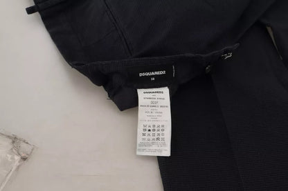 Dsquared² Zwarte geruite broek met hoge taille en rechte pijpen