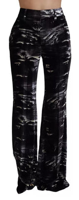 Pantalon Super Flare Imprimé Noir Dsquared² à Taille Haute