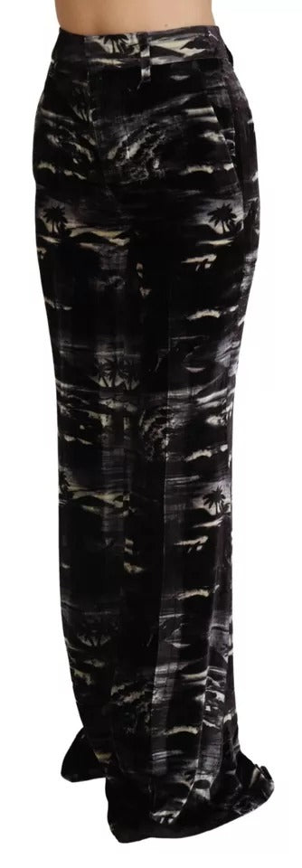 Pantalon Super Flare Imprimé Noir Dsquared² à Taille Haute