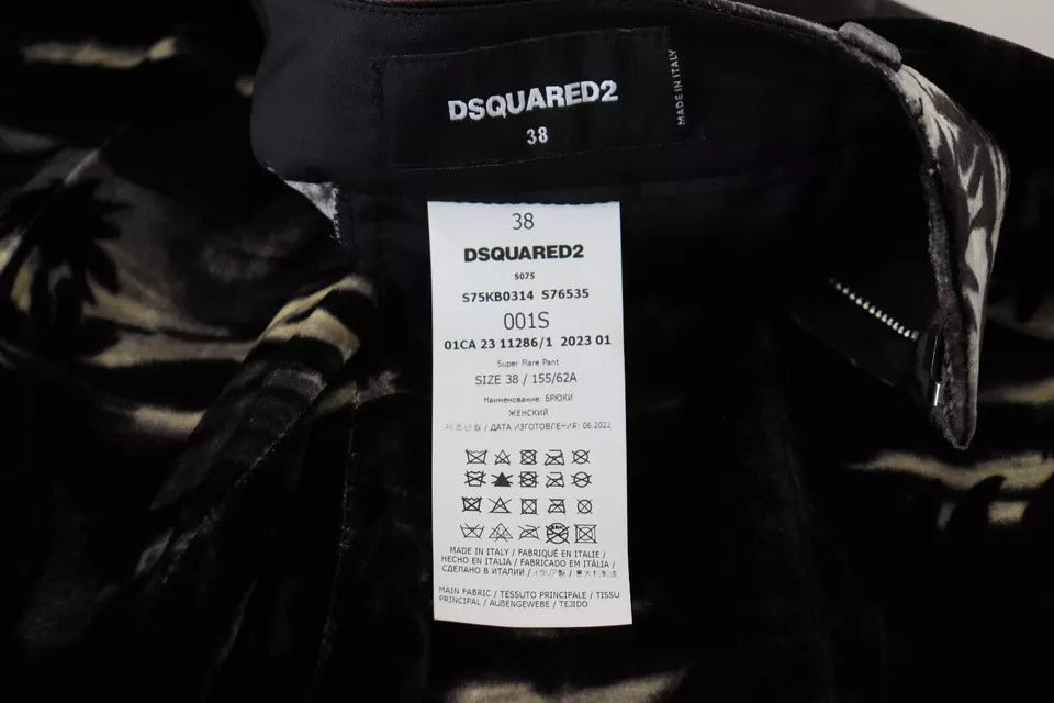 Pantalon Super Flare Imprimé Noir Dsquared² à Taille Haute