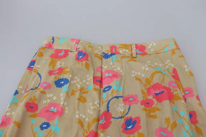 Dsquared² Beige bloemenprint rechte broek met hoge taille