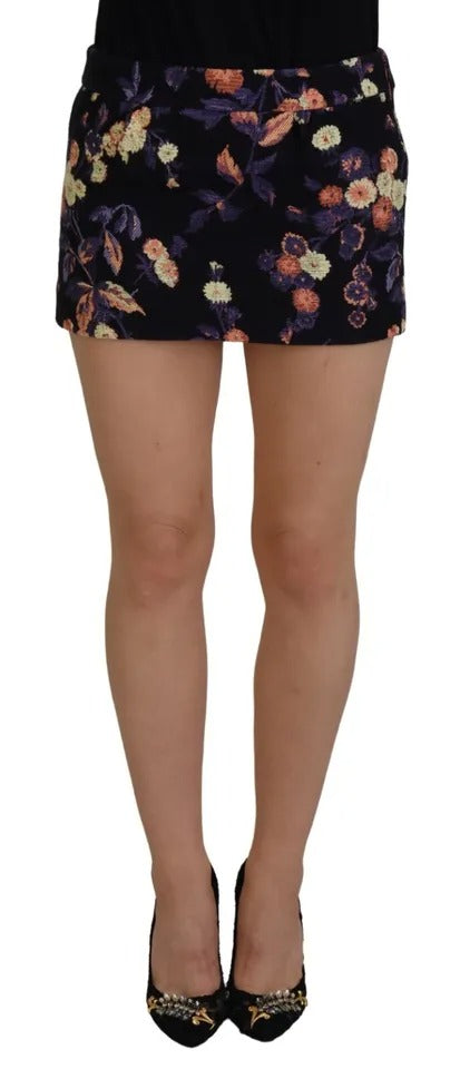 Dsquared² Jupe Mini A-line Noire avec Broderie Florale