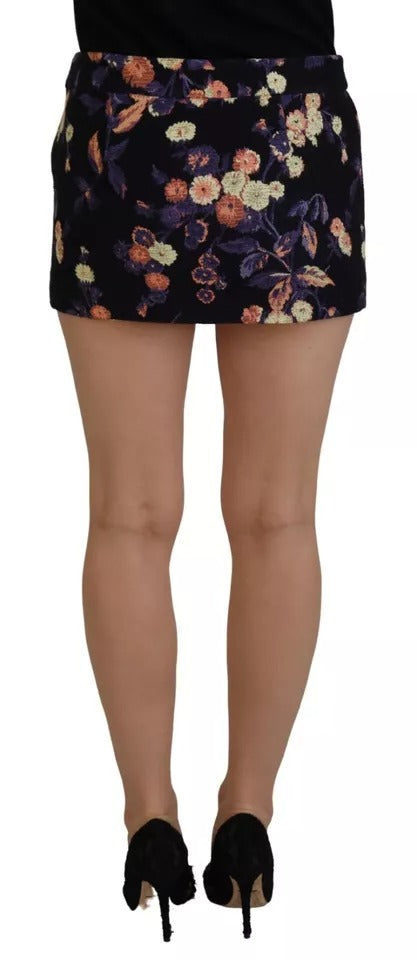 Dsquared² Jupe Mini A-line Noire avec Broderie Florale