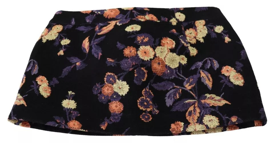 Dsquared² Jupe Mini A-line Noire avec Broderie Florale