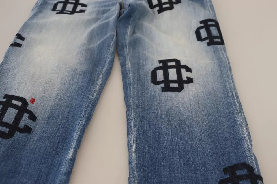 Dsquared² Jeans Boston en Denim Bleu Lavé Taille Haute