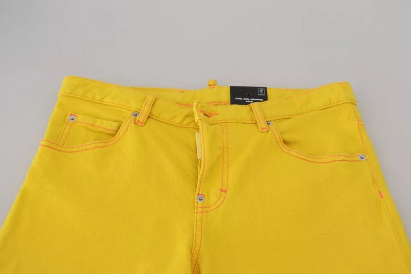 Dsquared² Yellow Cotton Low Waist Crop Denim Jeans