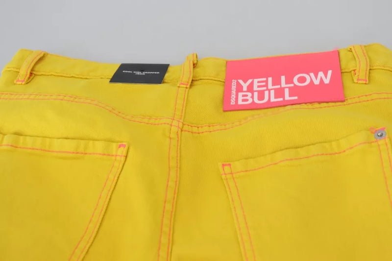 Dsquared² Yellow Cotton Low Waist Crop Denim Jeans