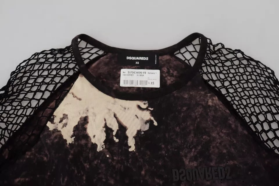 Dsquared² Robe Shift en Coton à Manches Longues Tie-Dye Multicolore