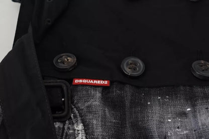 Jupe mini en jean A-line noire délavée à taille mi-hauteur Dsquared²