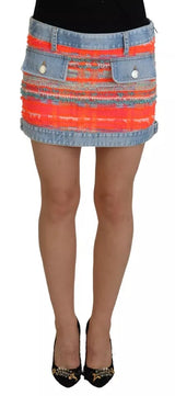 Dsquared² Jupe en Denim A-ligne Multicolore Taille Basse