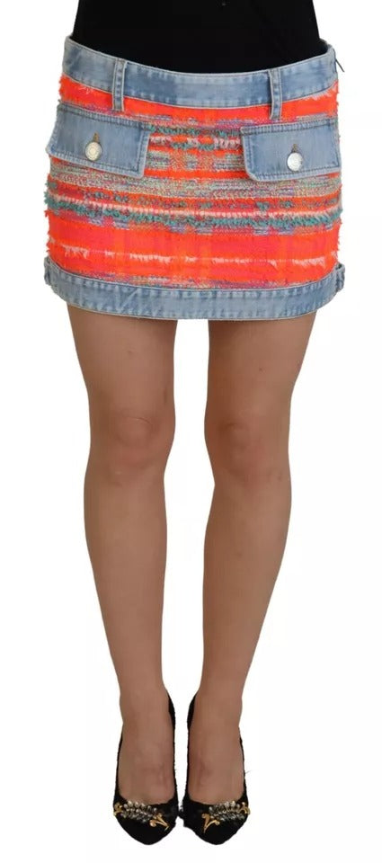Dsquared² Multicolor Low Waist A-line Denim Skirt