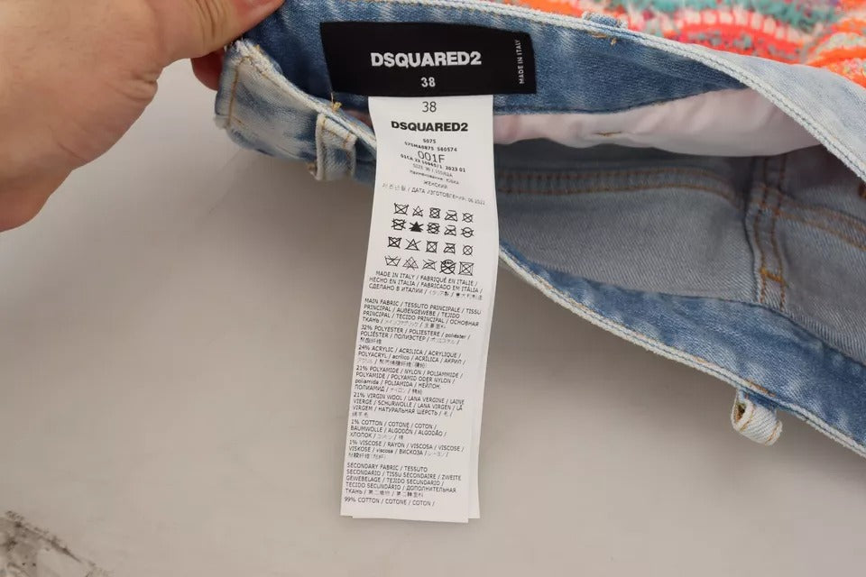 Dsquared² Jupe en Denim A-ligne Multicolore Taille Basse