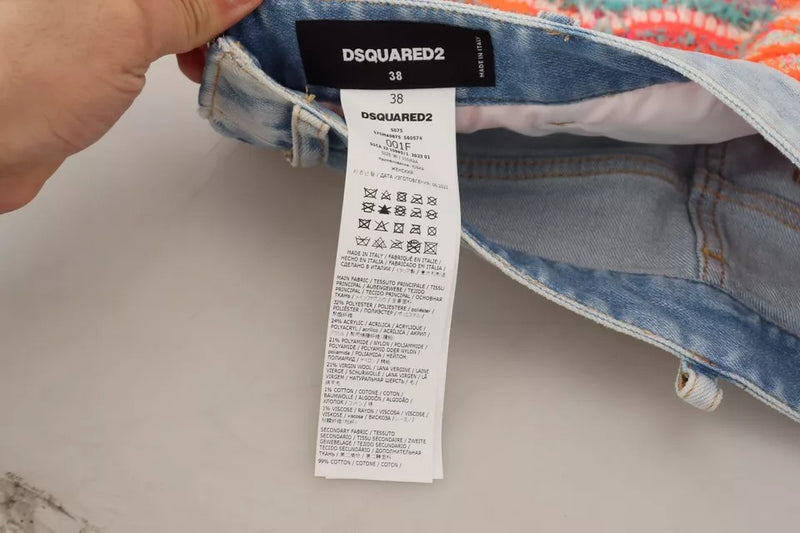 Dsquared² Multicolor Low Waist A-line Denim Skirt