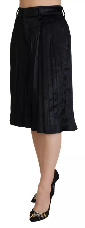 Pantalon Cropped Plissé Taille Haute Large Noir Dsquared²