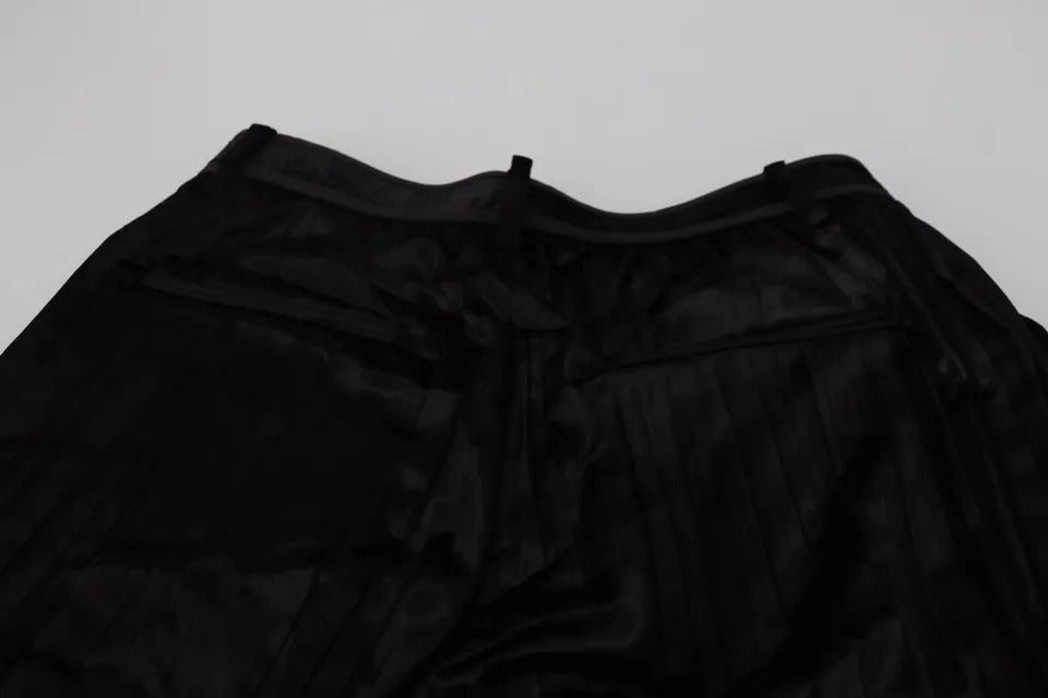 Pantalon Cropped Plissé Taille Haute Large Noir Dsquared²
