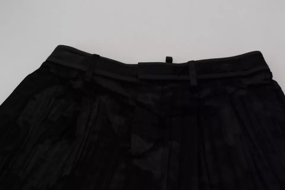 Pantalon Cropped Plissé Taille Haute Large Noir Dsquared²