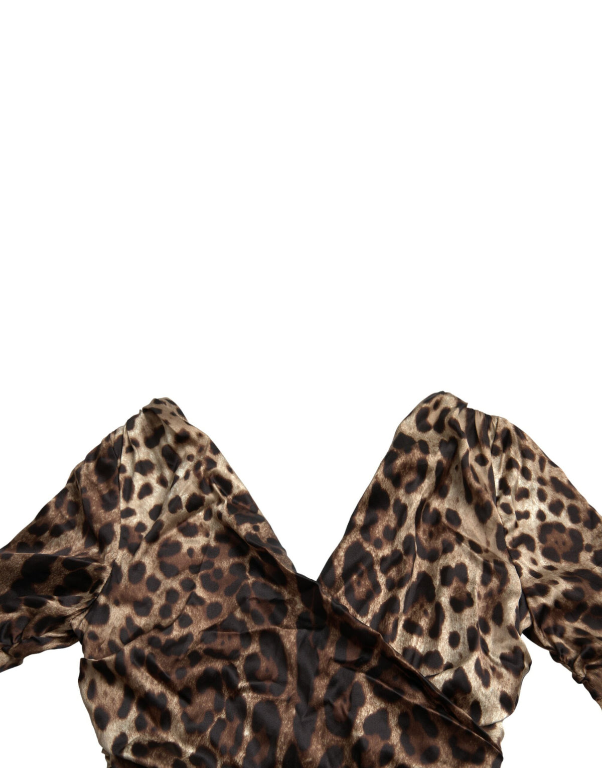 Robe Midi V-neck Bodycon Imprimé Léopard Brun Dolce & Gabbana