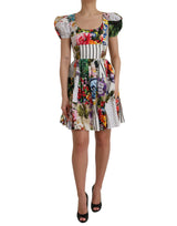 Robe Mini A-Line en Coton Patchwork Multicolore Dolce & Gabbana