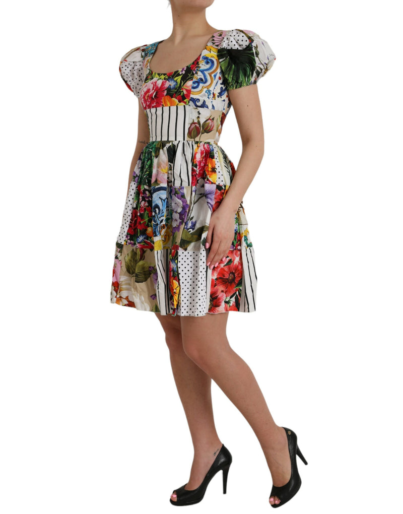 Dolce & Gabbana Multicolor Patchwork Cotton A-Line Mini Dress