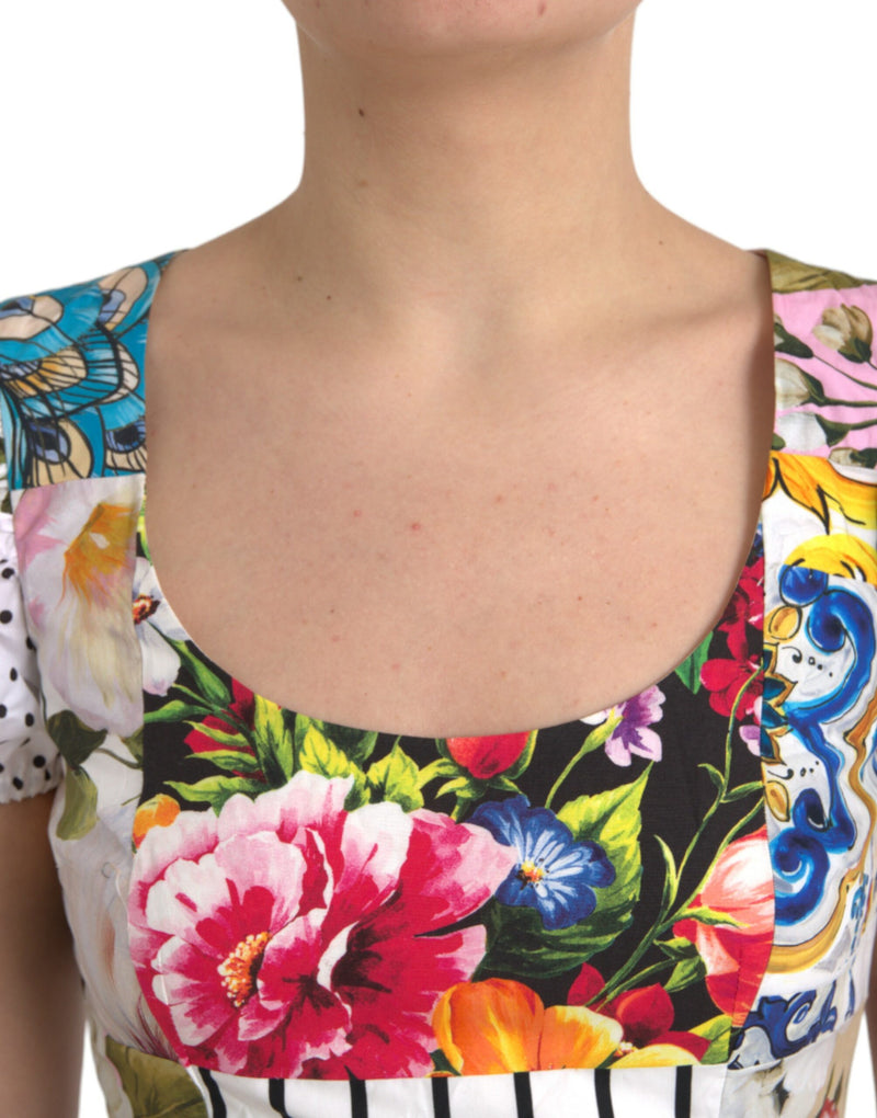 Dolce & Gabbana Multicolor Patchwork Cotton A-Line Mini Dress