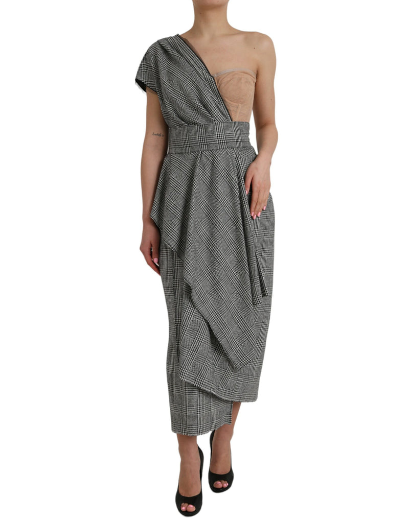 Robe Maxi à Épaules Dénudées en Gris Beige de Dolce & Gabbana
