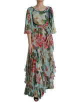 Robe Maxi Longue à Imprimé Floral Bleu Dolce & Gabbana