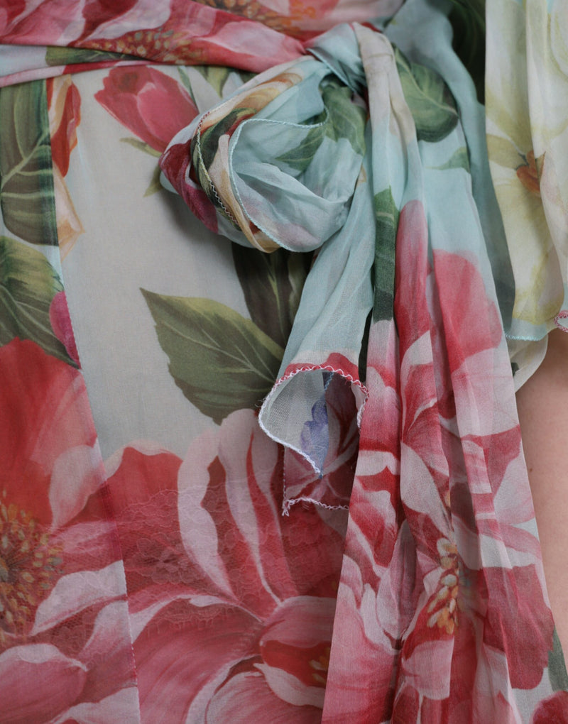 Robe Maxi Longue à Imprimé Floral Bleu Dolce & Gabbana