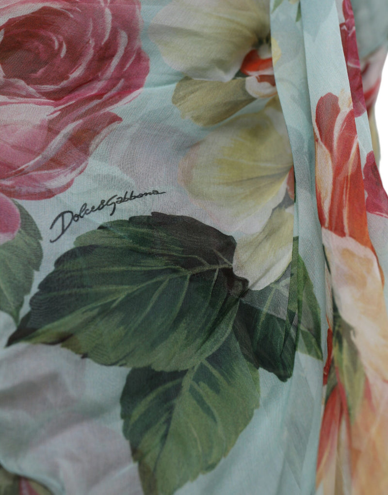 Robe Maxi Longue à Imprimé Floral Bleu Dolce & Gabbana