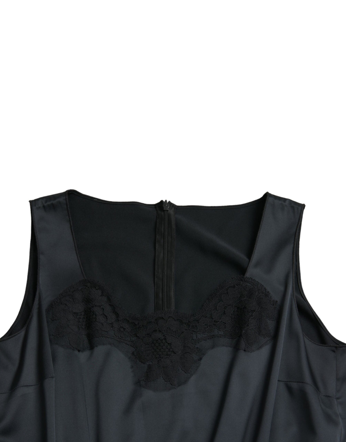 Dolce & Gabbana Black Lace Trim Sheath Midi Dress