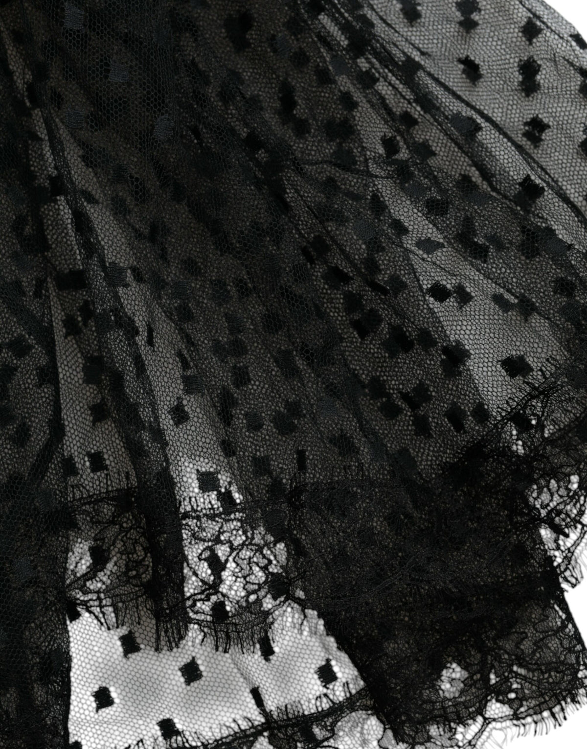 Dolce & Gabbana Jupe A-line Noire en Nylon avec Dentelle
