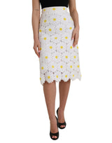 Dolce & Gabbana Jupe Crayon Fleurie Blanche