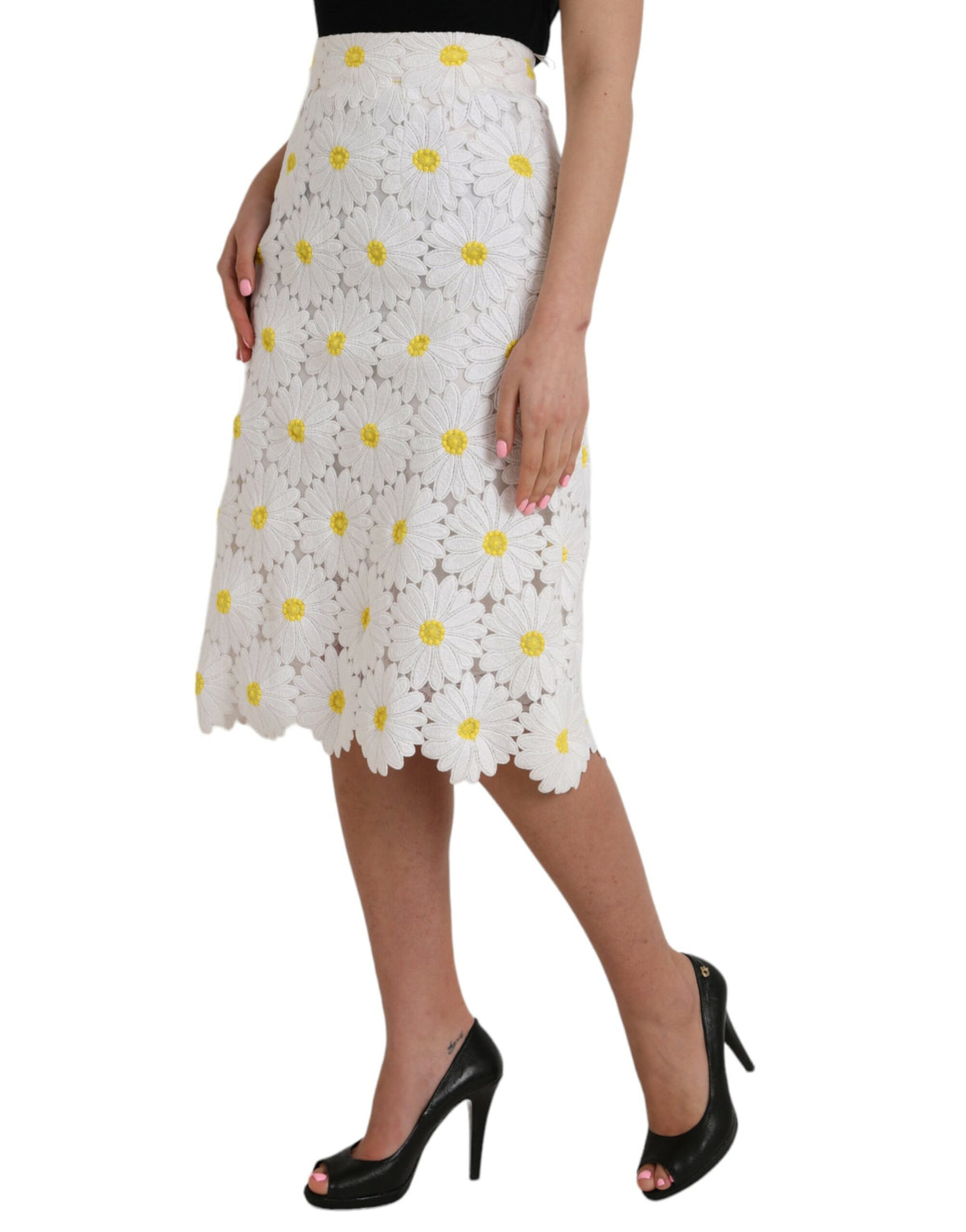 Dolce & Gabbana Jupe Crayon Fleurie Blanche