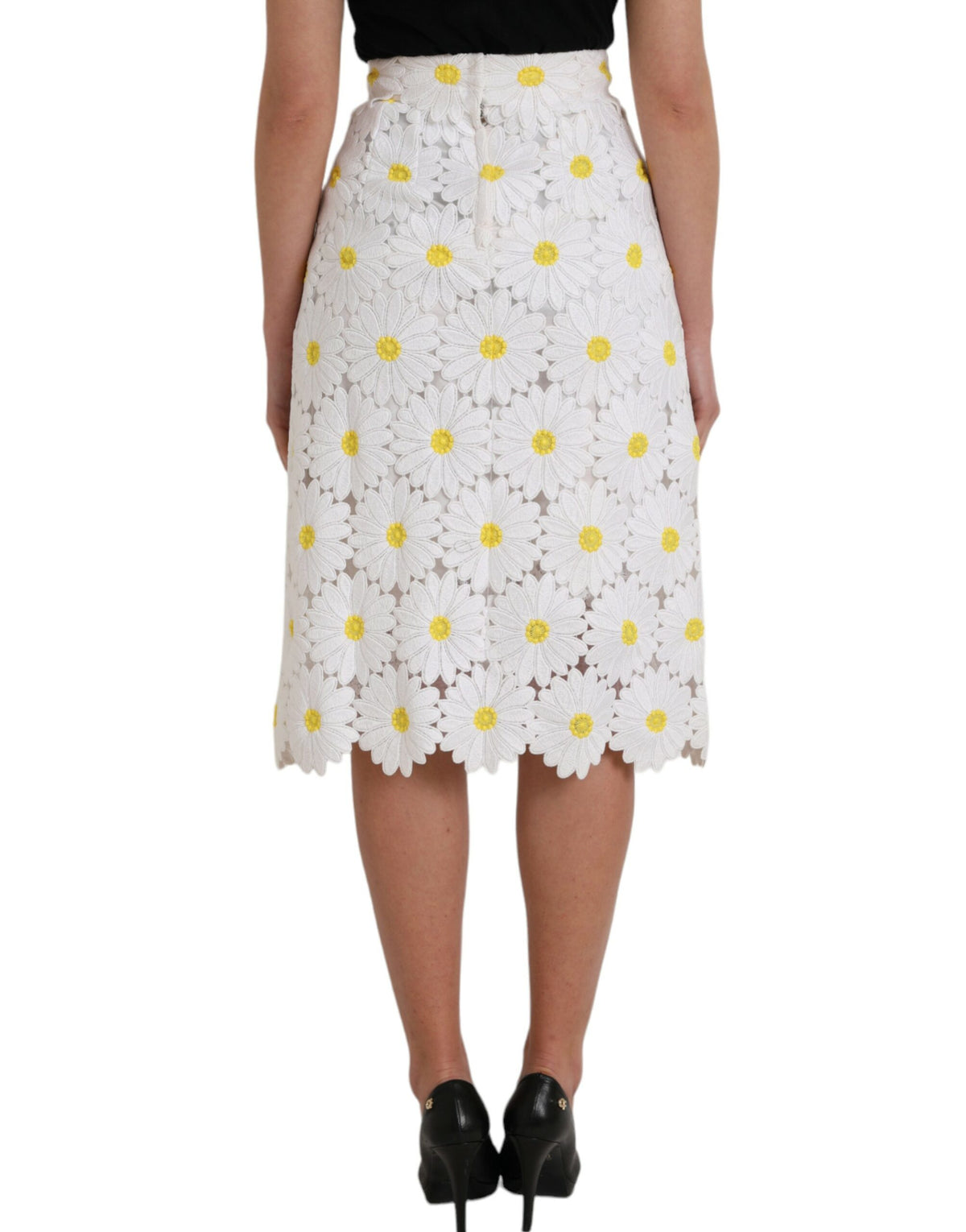 Dolce & Gabbana Jupe Crayon Fleurie Blanche