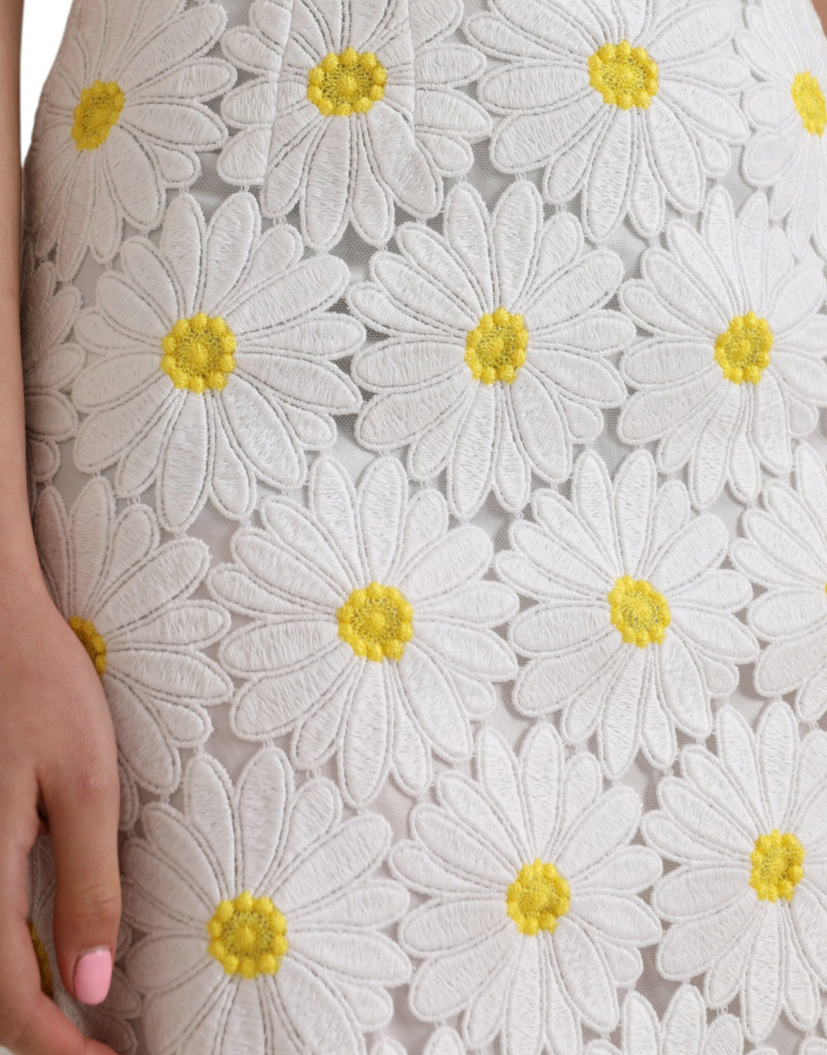 Dolce & Gabbana Jupe Crayon Fleurie Blanche