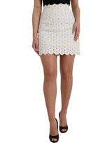 Dolce & Gabbana Jupe Mini A-line Fleurie Blanche