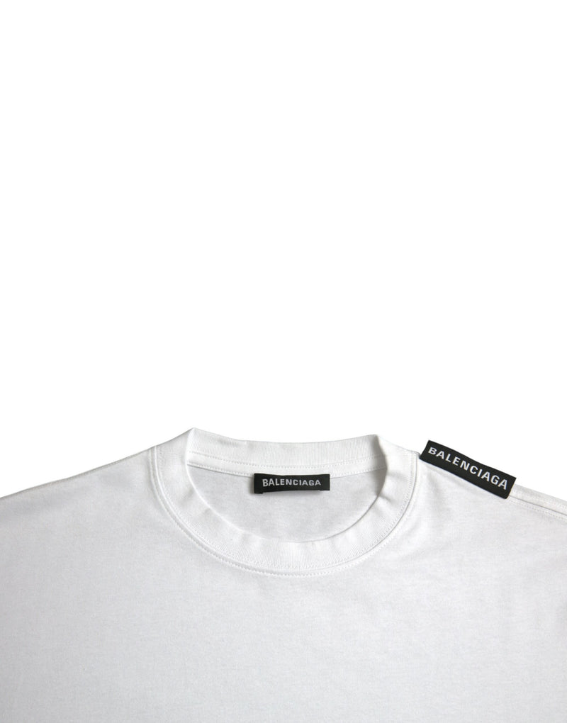 T-shirt en jersey de coton blanc cassé à col rond de Balenciaga