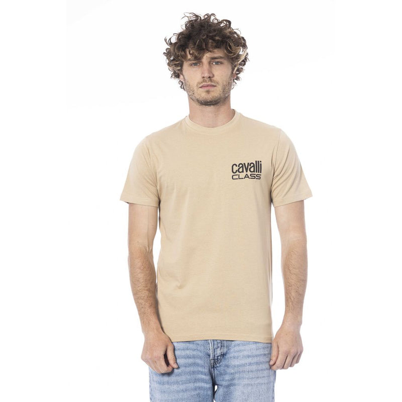 T-shirt homme en coton beige Cavalli Class