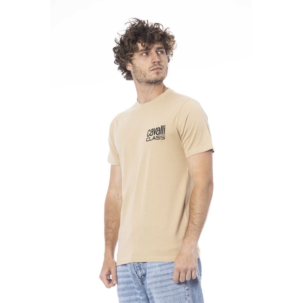 T-shirt homme en coton beige Cavalli Class