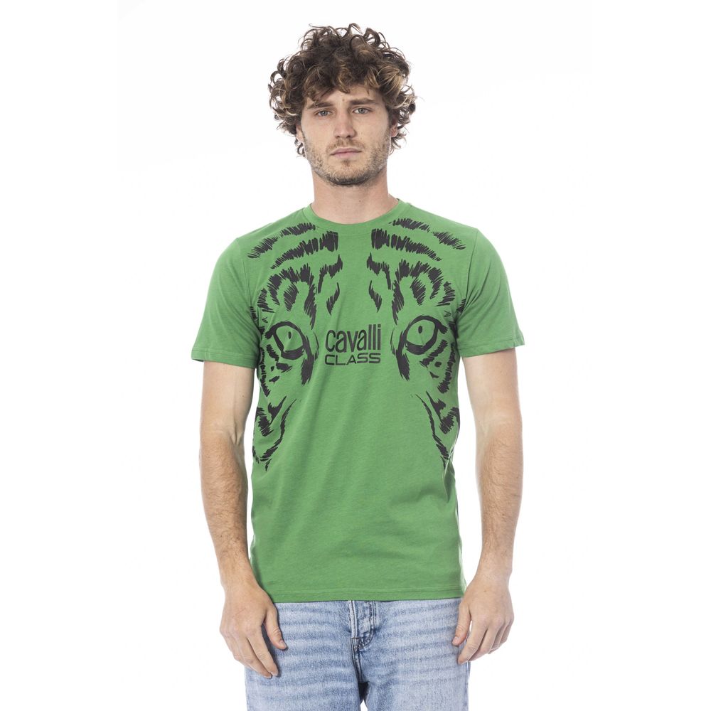 T-shirt homme en coton vert Cavalli Class