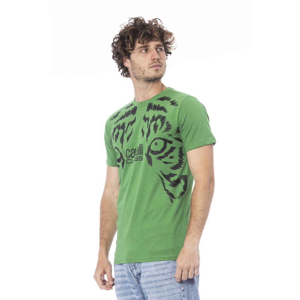 T-shirt homme en coton vert Cavalli Class