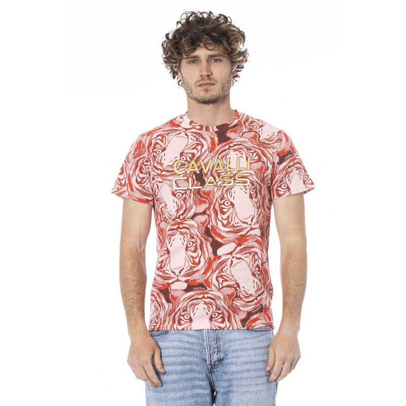 T-shirt homme en coton rouge Cavalli Class
