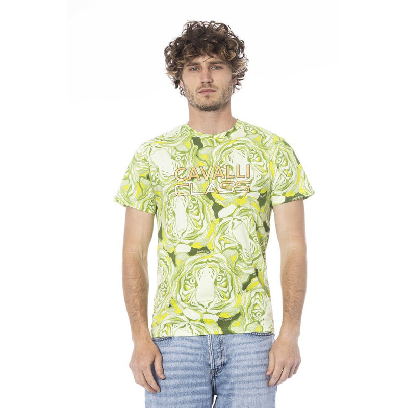 T-shirt homme en coton vert Cavalli Class