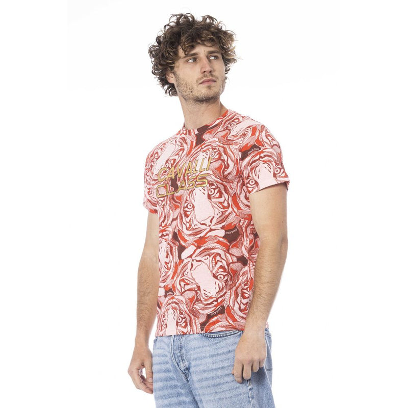 T-shirt homme en coton rouge Cavalli Class
