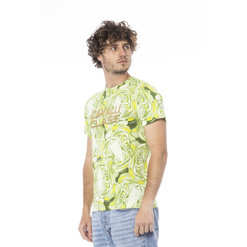 T-shirt homme en coton vert Cavalli Class