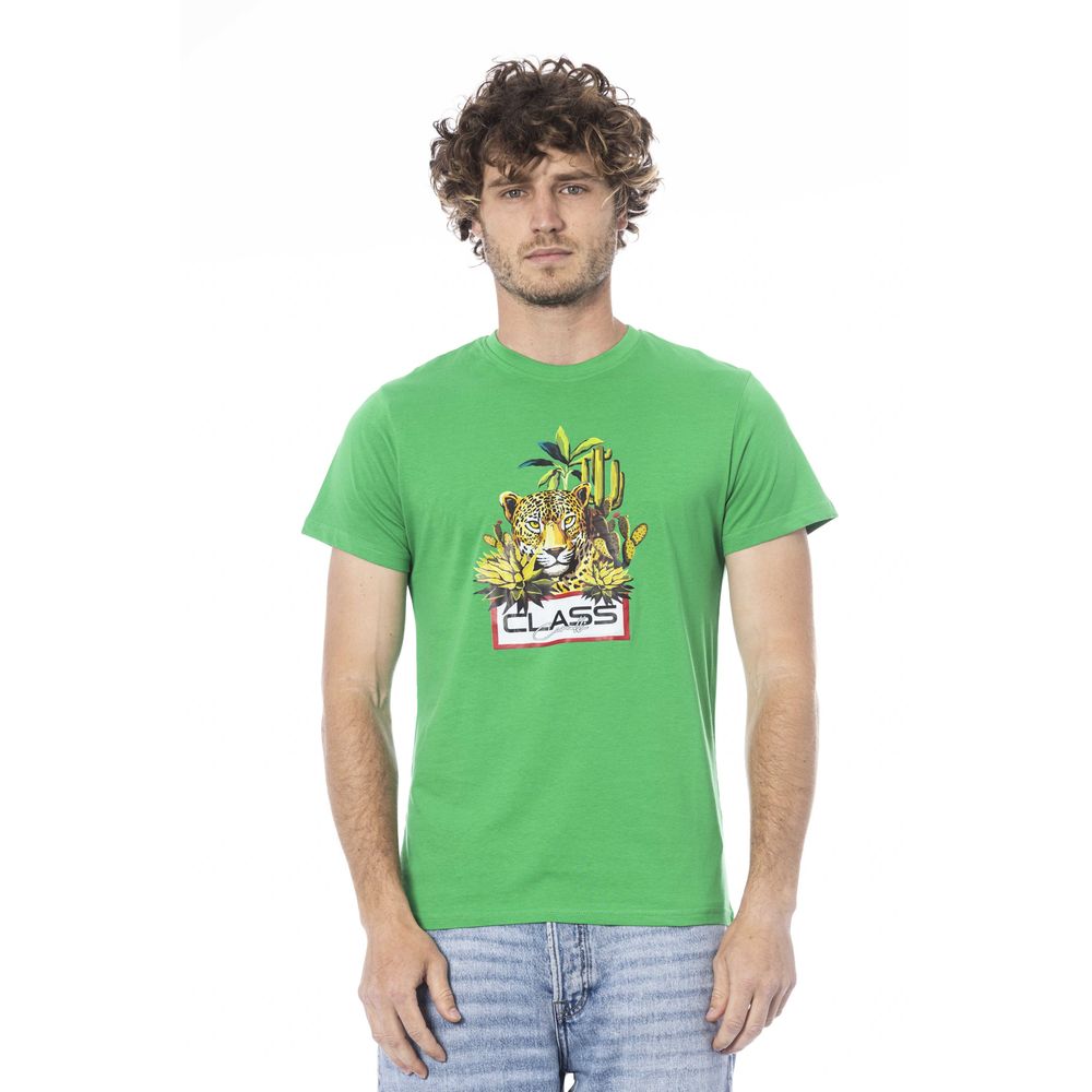 T-shirt homme en coton vert Cavalli Class
