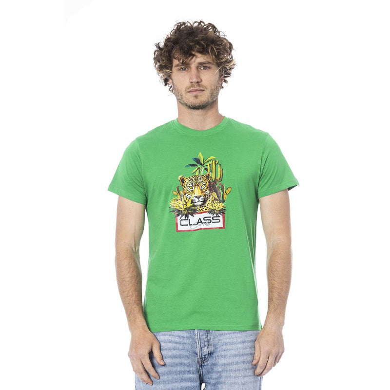 T-shirt homme en coton vert Cavalli Class