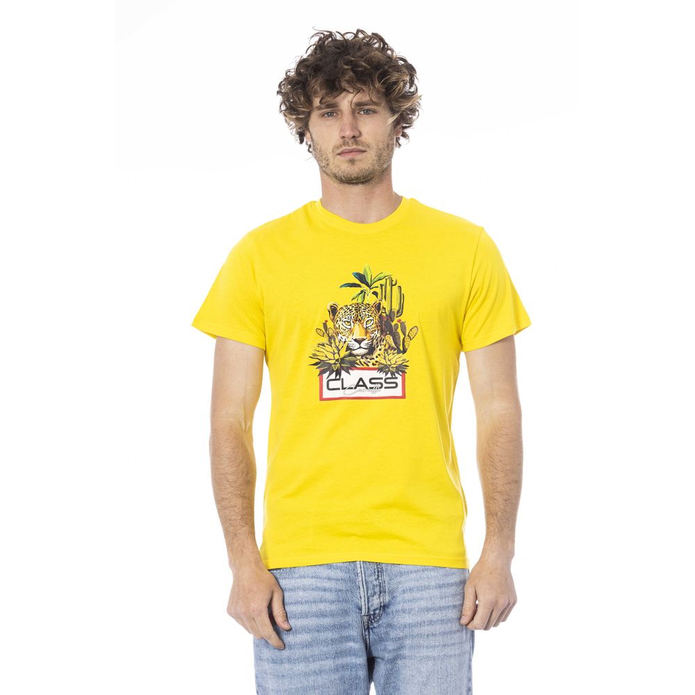 T-shirt homme en coton jaune Cavalli Class