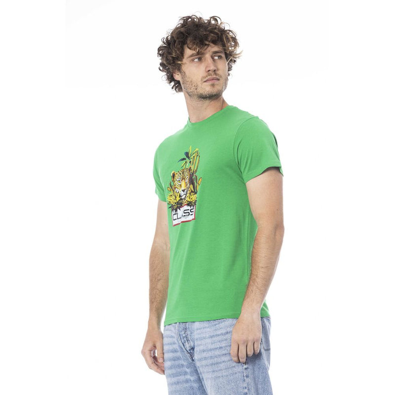 T-shirt homme en coton vert Cavalli Class